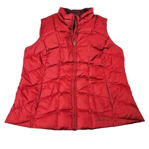 Eddie Bauer EB650 Down Puffer Vest L Red Packable Lightweight Outdoor Jacket